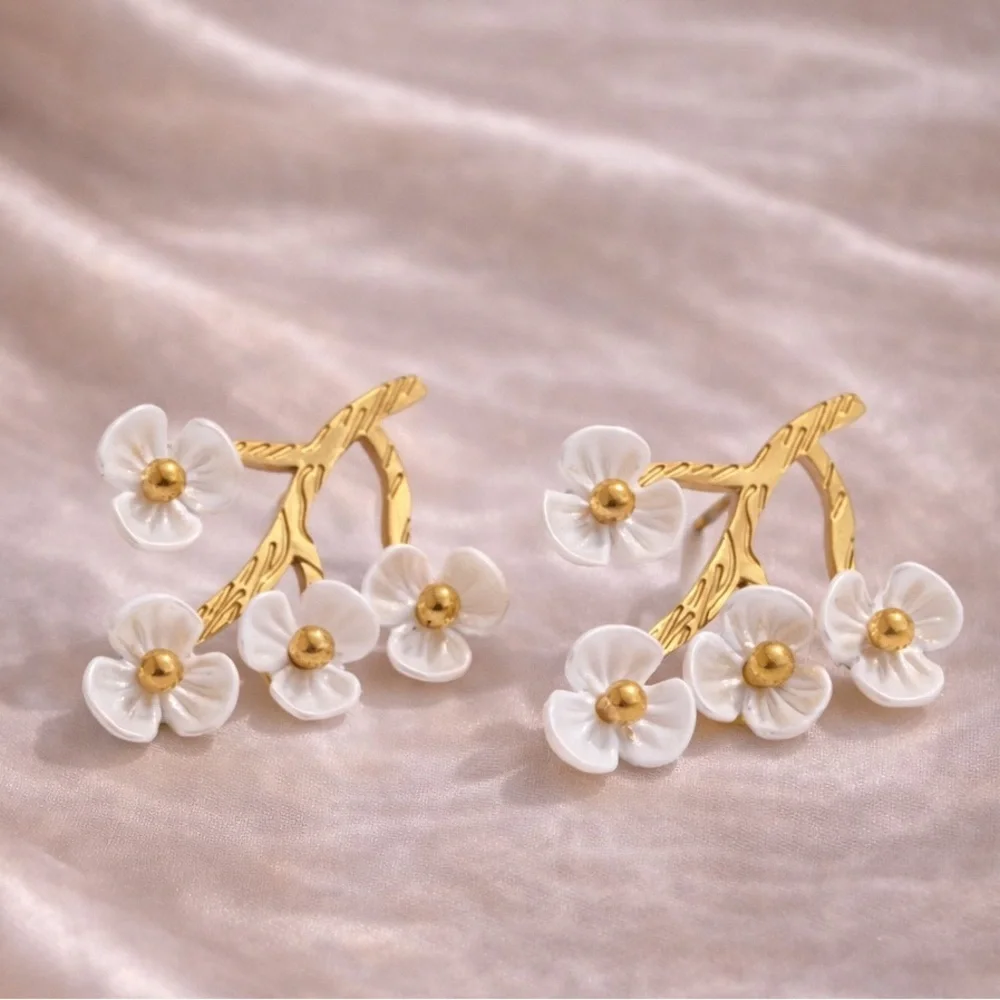 Cherry Blossom Gold Earrings